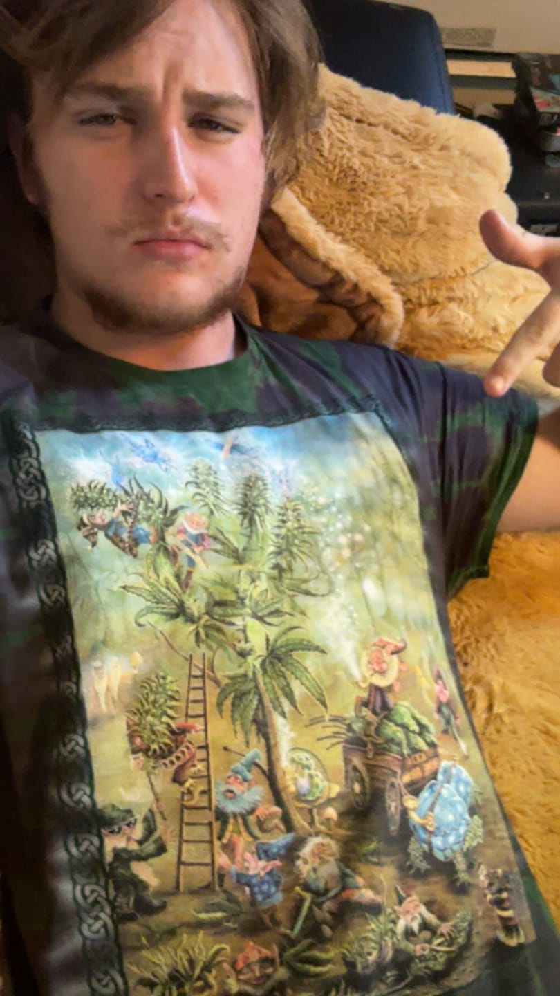 Customer photo review of Tie Dye Gnome Grown Herb T Shirt