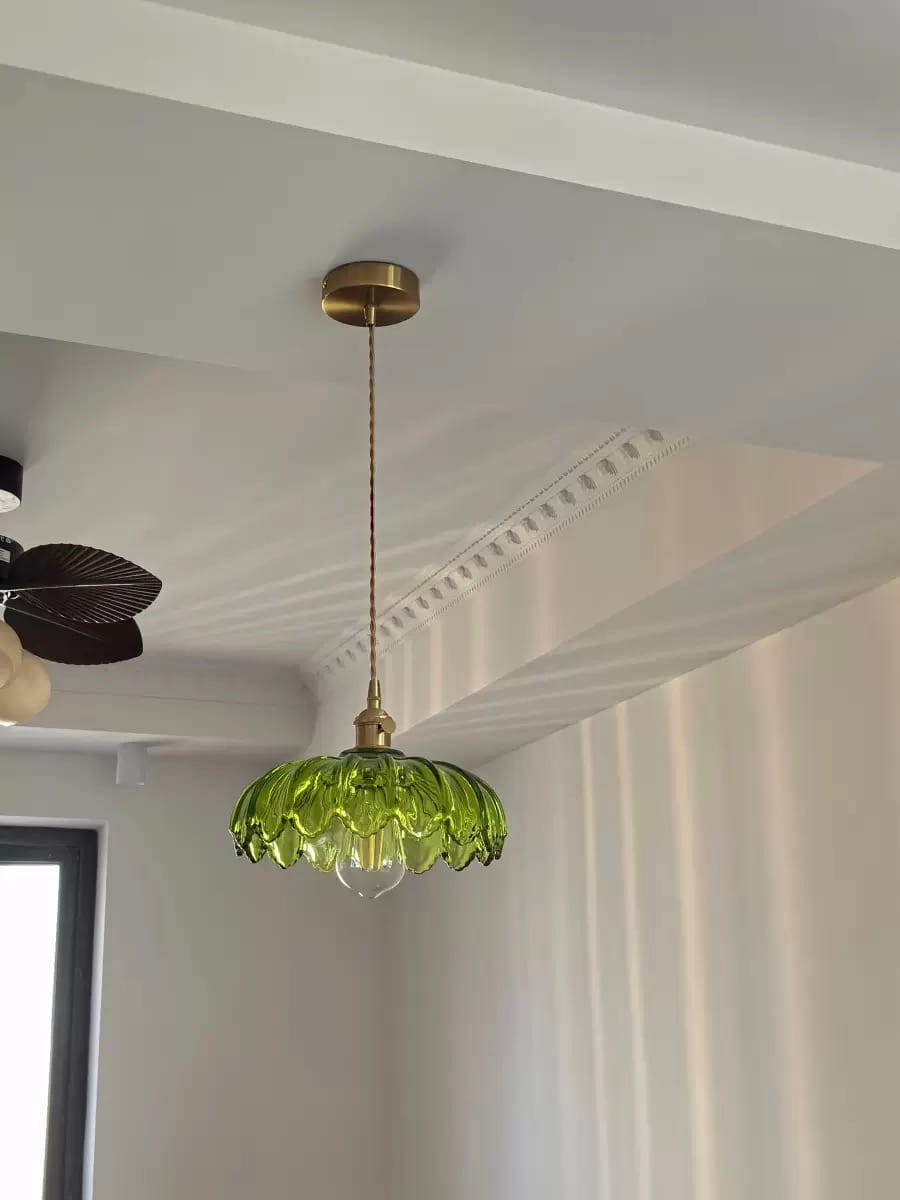 Customer photo review of Lotus Dome Glass Flower Pendant Light