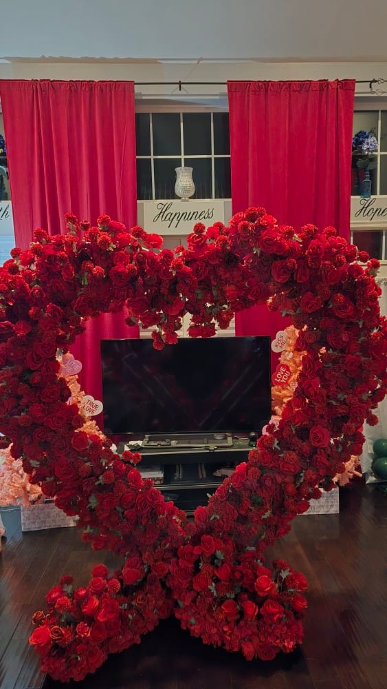 Customer photo review of AliFlowers 5D Red Rose Heart Arch for Proposal & Wedding Backdrop ALFAH004