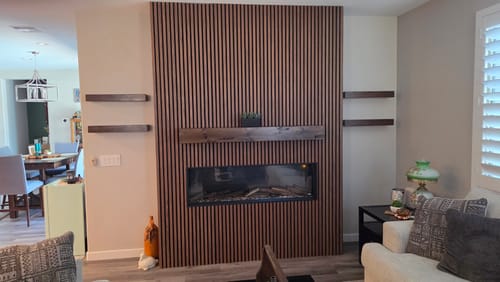 Customer photo review of Distressed 3" Thick Floating Shelves