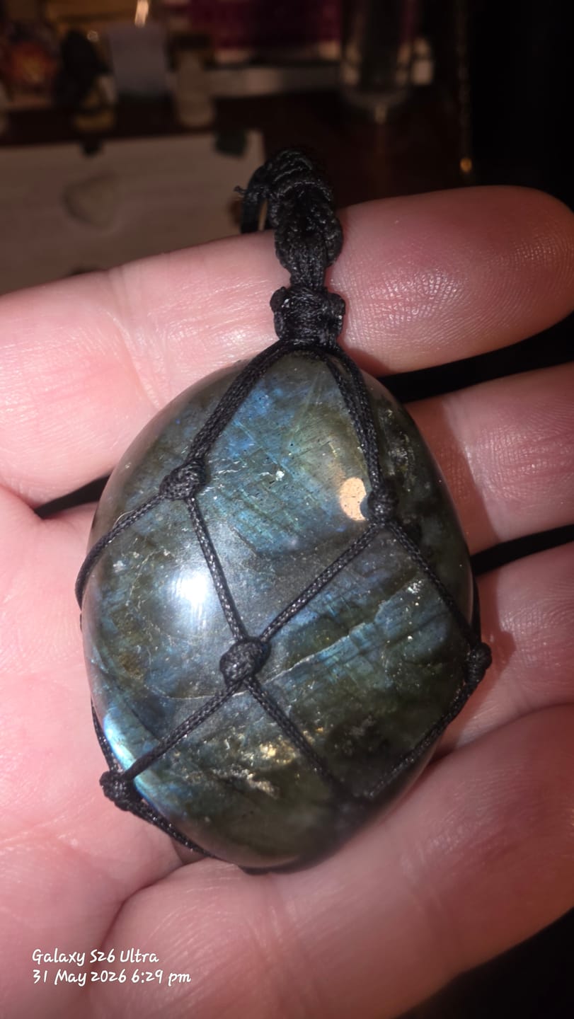 Customer photo review of Dragons Heart Labradorite Necklace
