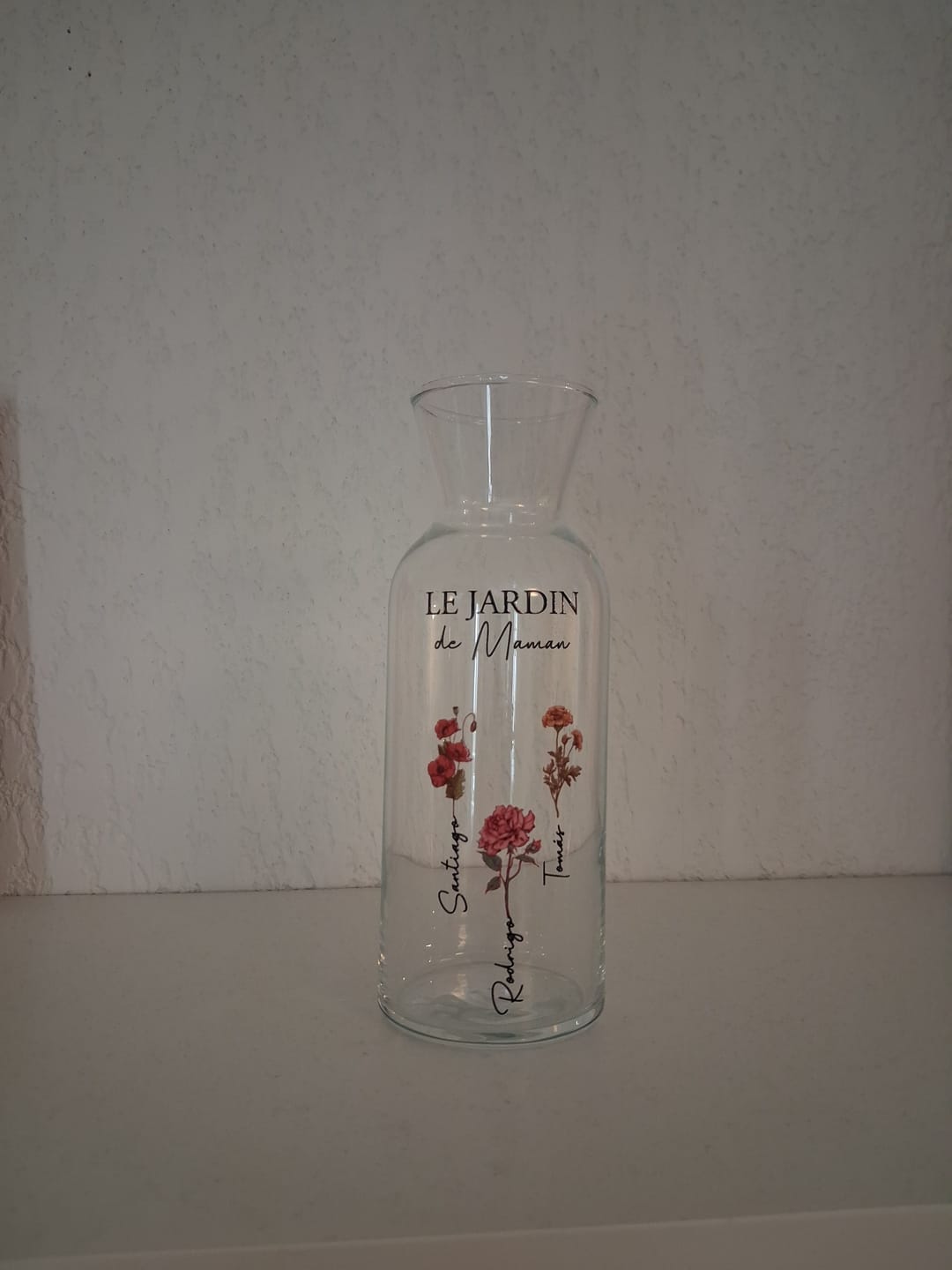 Customer photo review of Toujours en fleur – Vase personnalisé en verre avec fleurs et prénoms pour parents et grands-parents