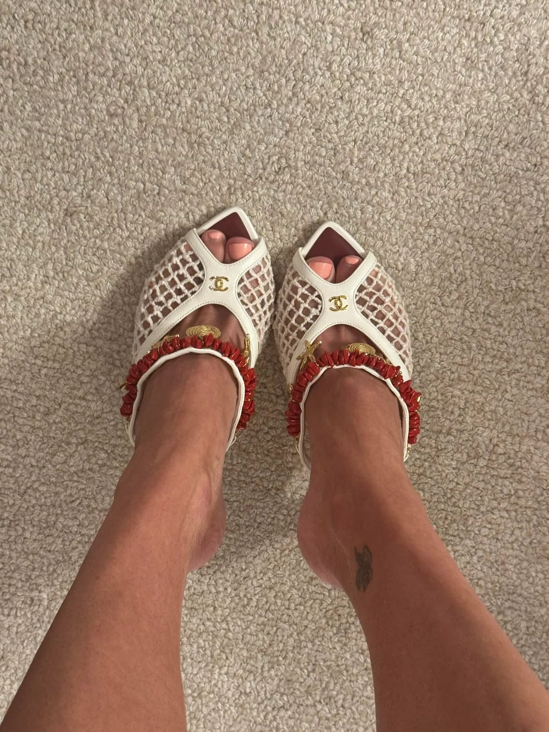 Customer photo review of Chanel 2026 Open-toe Mule 75mm Mesh Sheepskin 808075