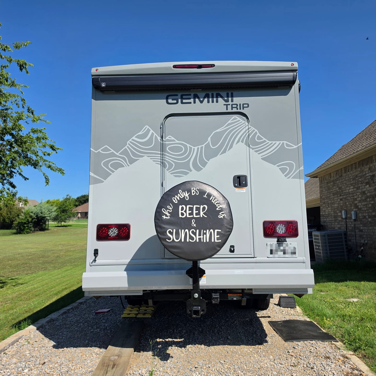 Customer photo review of The Only BS I Need Is Beer & Sunshine Spare Tire Cover Design