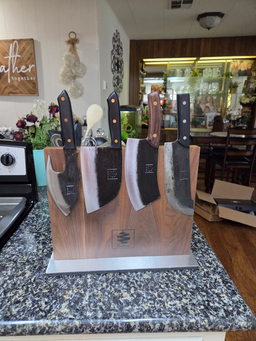 Customer photo review of FREE Walnut Magnetic Knives Holder
