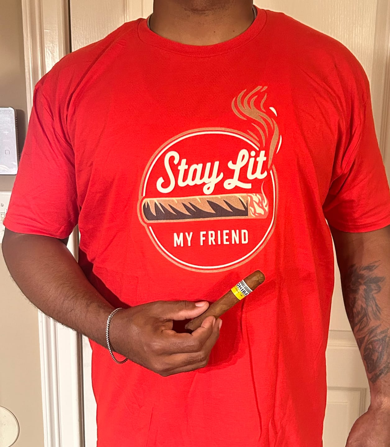 Customer photo review of Cigar Stay Lit My Friend Softstyle T-Shirt