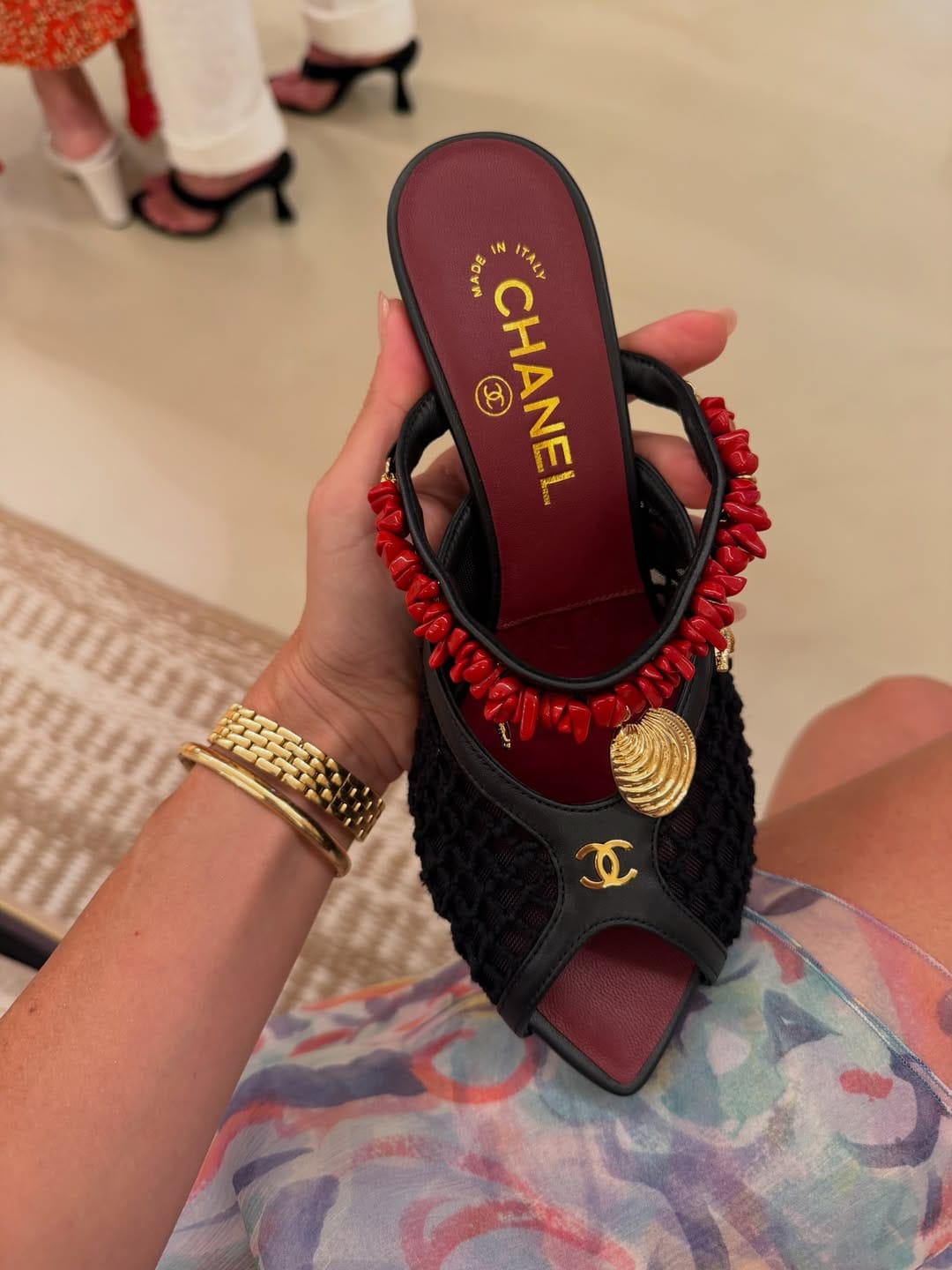 Customer photo review of Chanel 2026 Open-toe Mule 75mm Mesh Sheepskin 808075