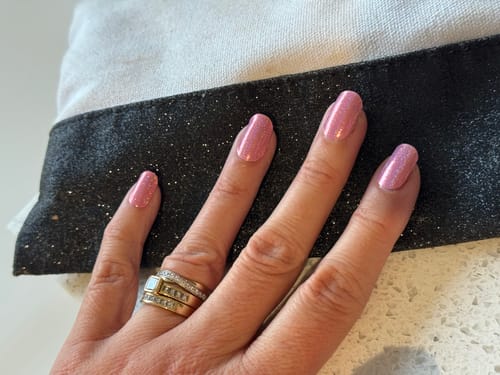 Customer photo review of Holo Holo Pink | Super Jellies DIY Hard Semi Cured Gel Nail Wraps