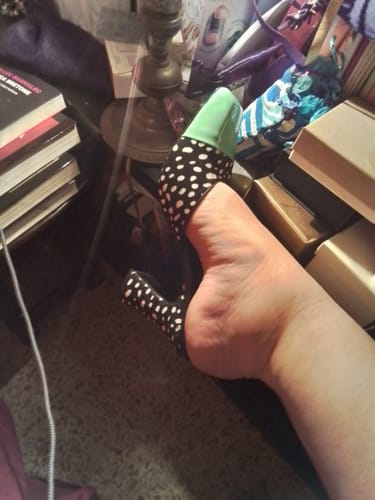 Customer photo review of Chanel 2026 Pony Fur Green Square Toe Block Heel Pump Mule 672409