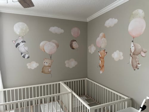 Customer photo review of Pastel Animals on Balloons Wall Decals