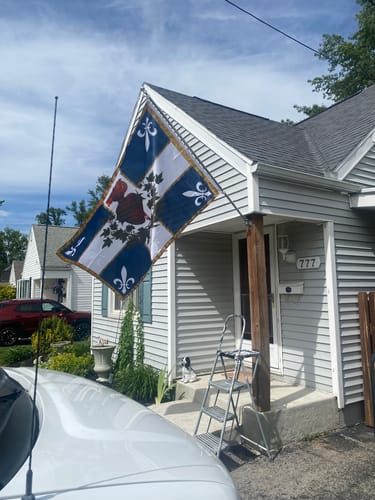 Customer photo review of New Sizes! Flag of the Sacred Heart – Blue - Indoor/outdoor Flag – Polyester – 6 Sizes