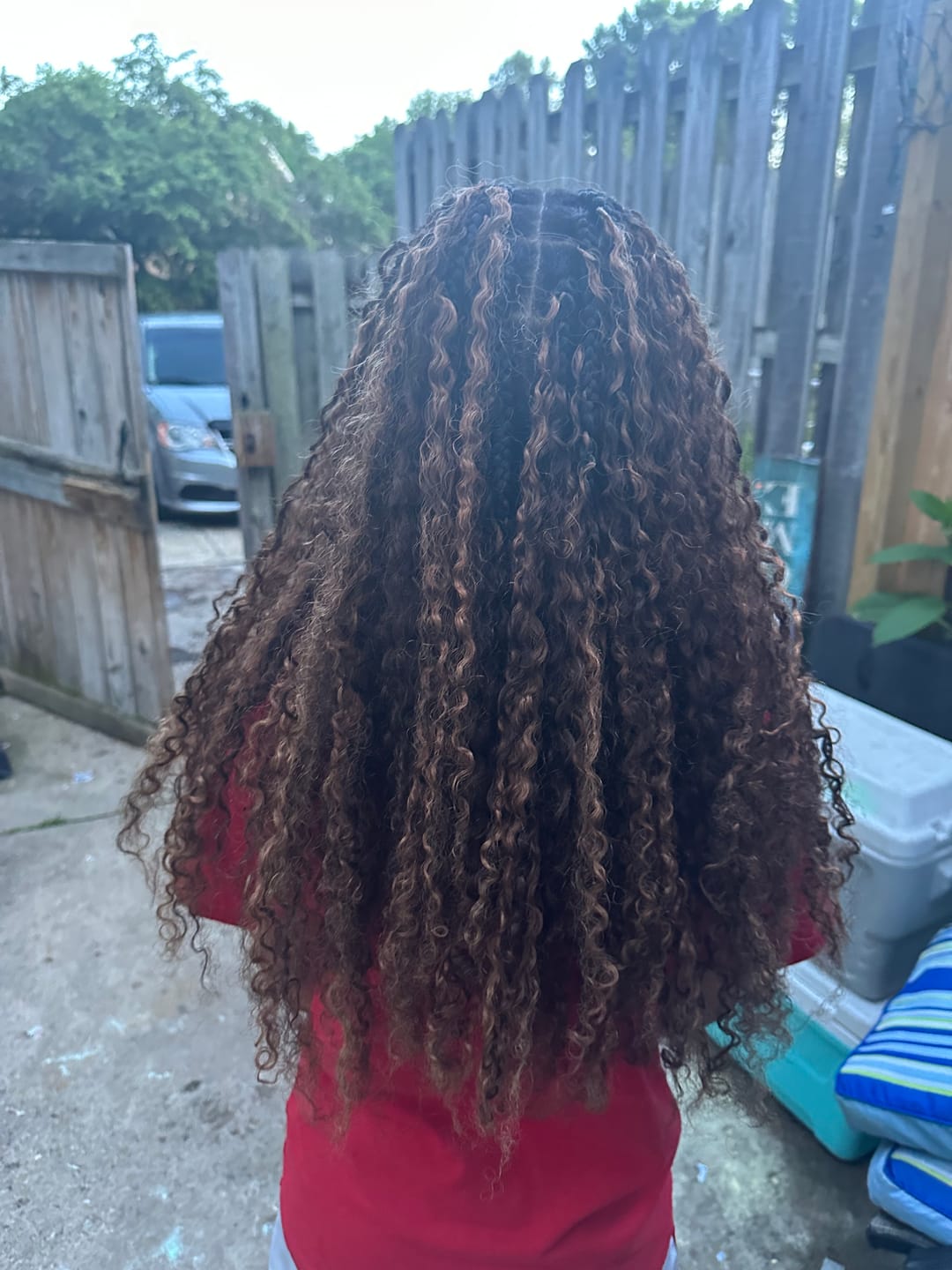 Customer photo review of #4/30 Mix Color Blend Water Deep Wave Feather Crochet Hair