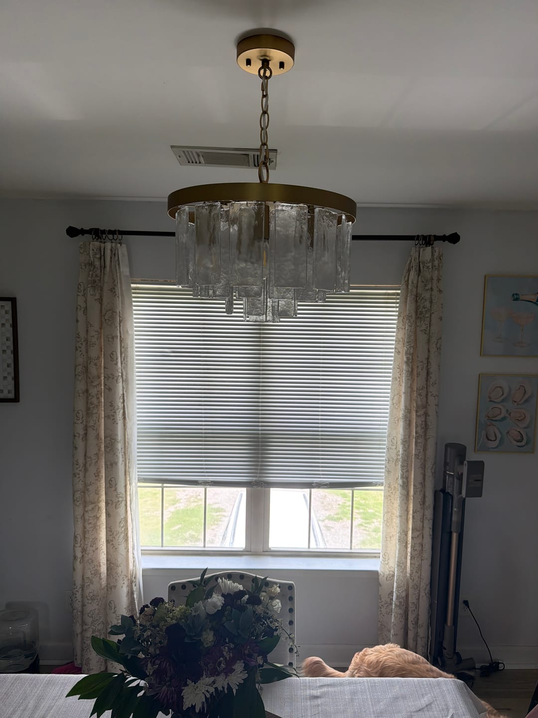 Customer photo review of Tiered Hammered Water Glass Round Semi Flush Mount