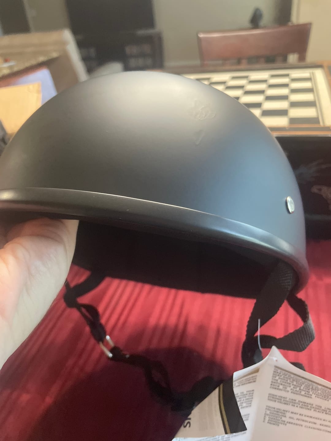 Customer photo review of Lightweight SOA Style DOT Beanie Helmet / Matte Black