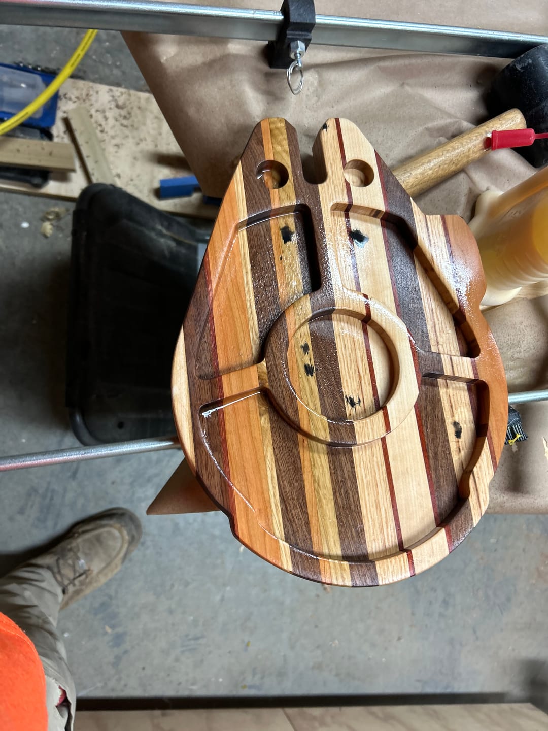 Customer photo review of 14.0x9.8" Falcon Spaceship Tray 22 Acrylic Router Template
