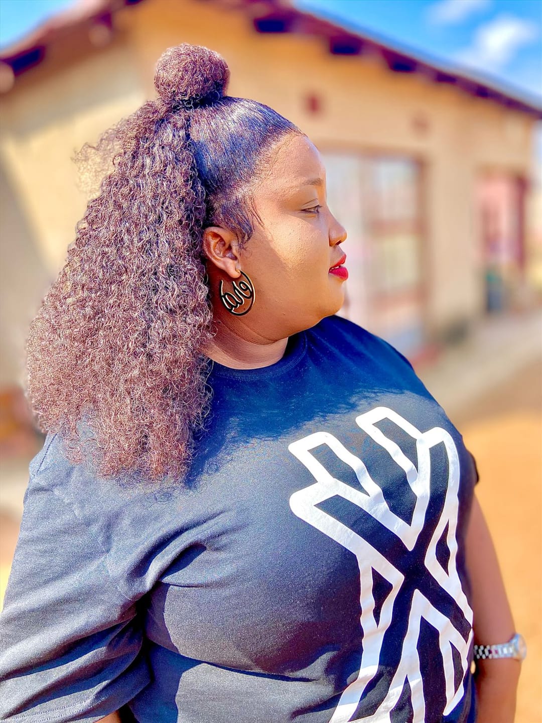 Customer photo review of Silver Luxe Logo Hoops
