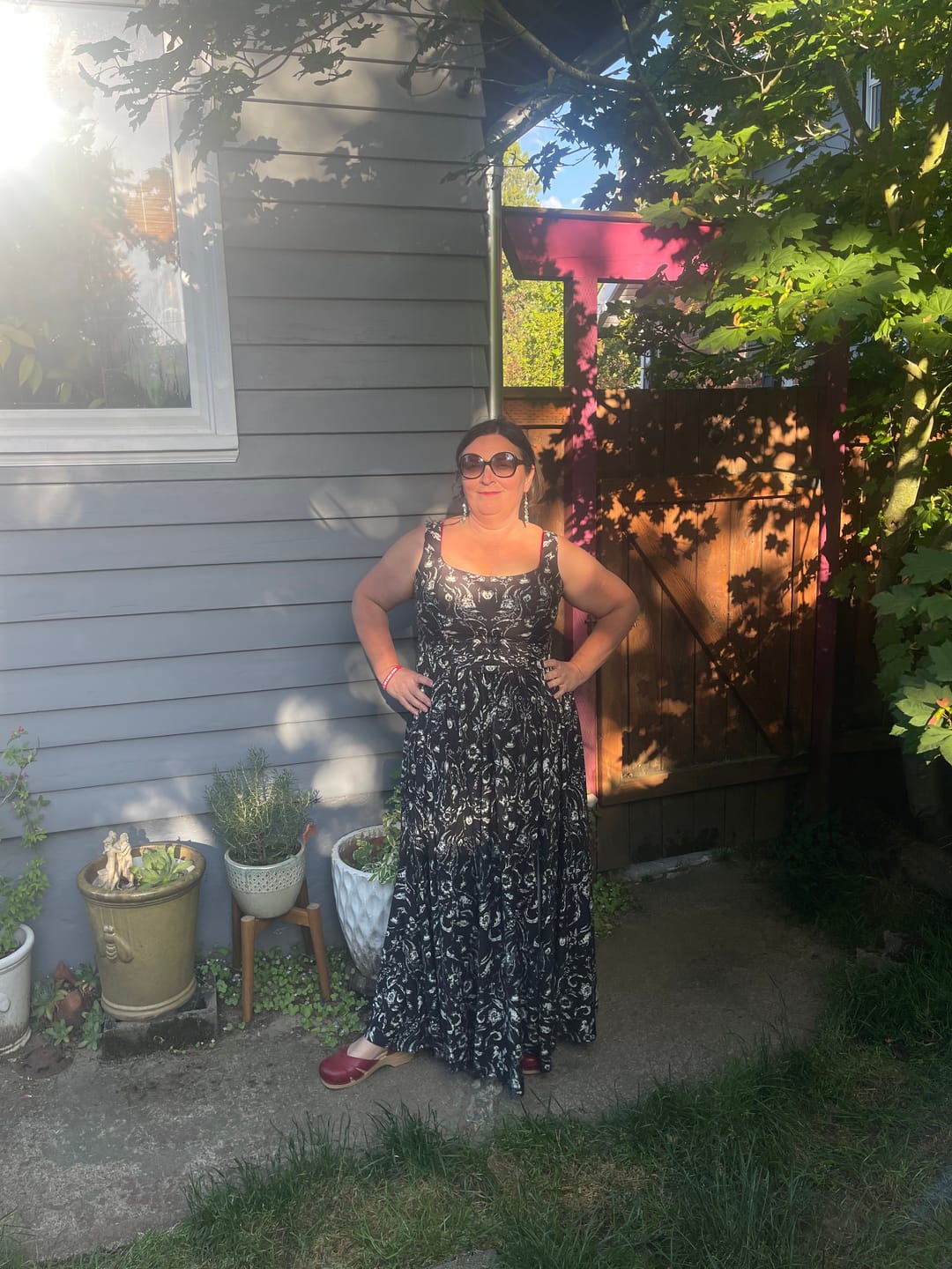 Customer photo review of Novella Maxi Dress in Cottage Witch Toile Print