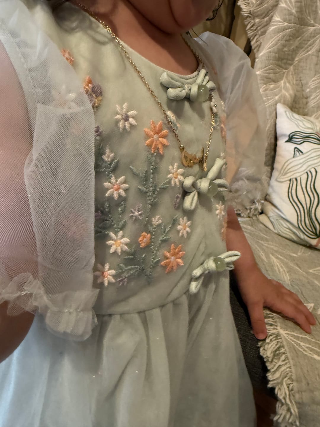 Customer photo review of Dave&Bella Girls Summer Green Mesh Princess Dress