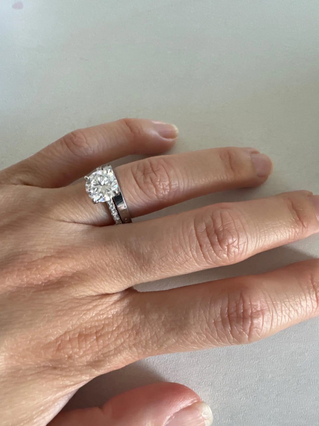 Customer photo review of Round Cut Hidden Halo Moissanite Ring