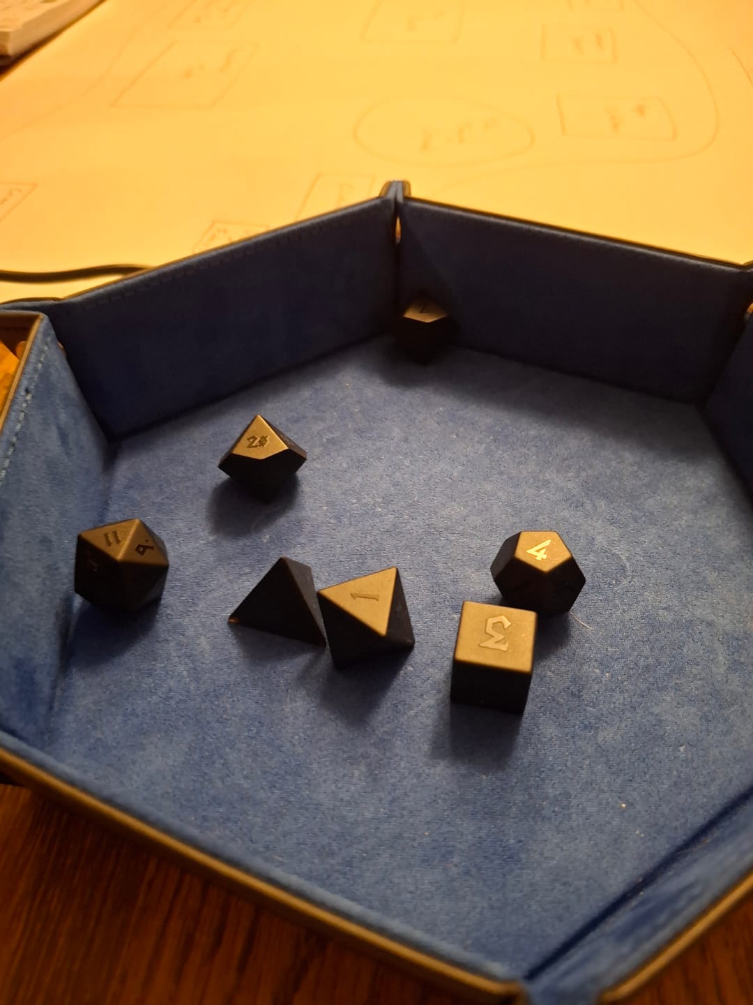 Customer photo review of Darkest Dungeon Obsidian Dice Set w/ Leather Case