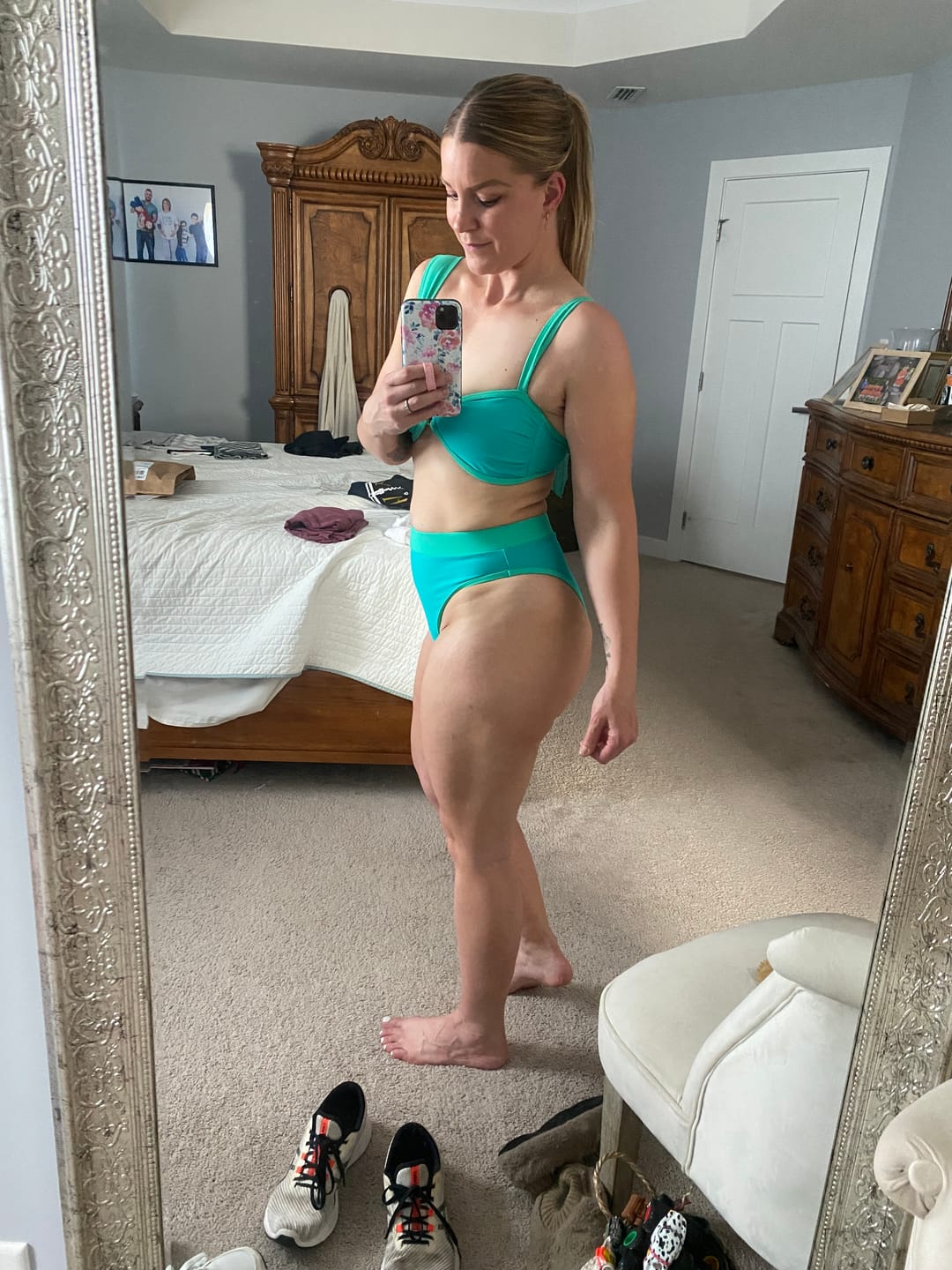 Customer photo review of CHLOE Aqua Melon High Rise Bikini Bottom