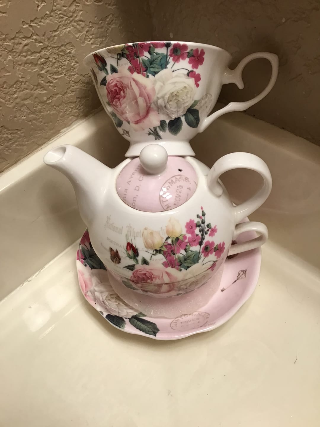 Customer photo review of Liz's Rose Garden Bone China Tea Cup and Saucer