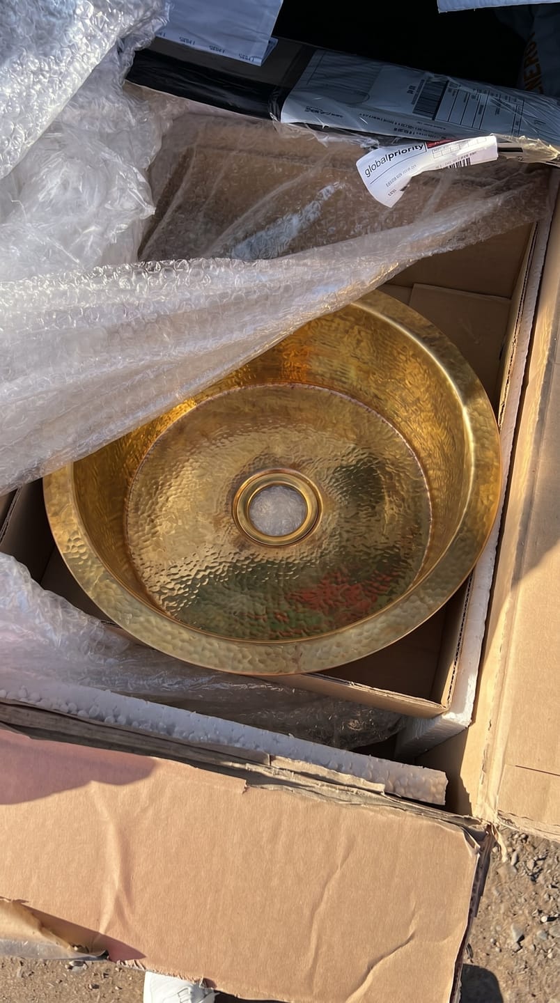 Customer photo review of Rondo Hammered Brass Undermount Bathroom Sink