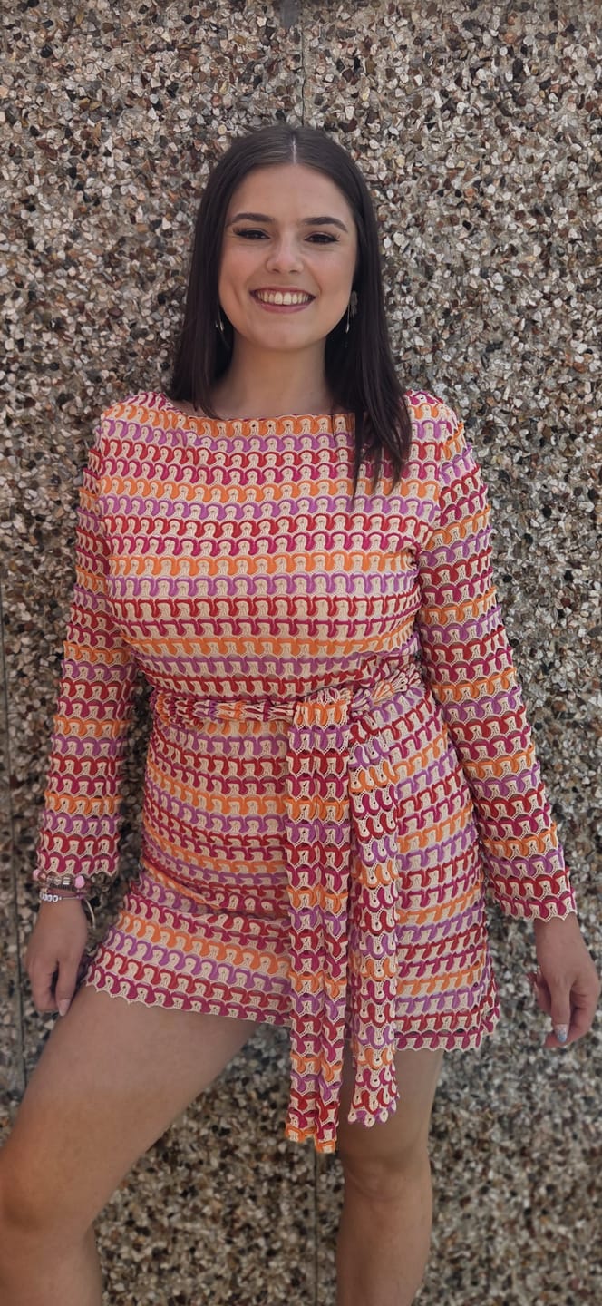 Customer photo review of Multicolour Pattern Mesh Knit Fabric by the Metre