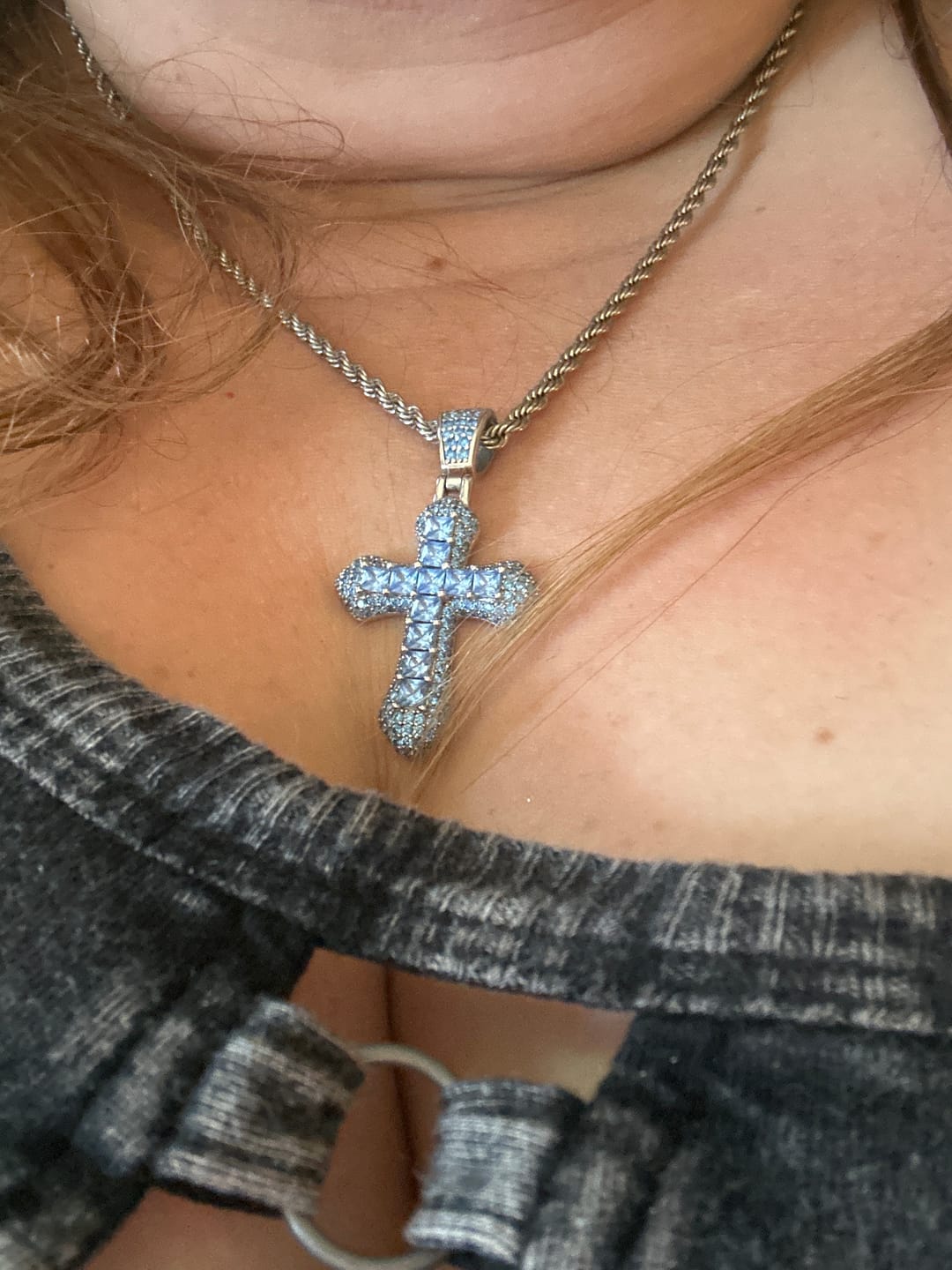 Customer photo review of BLUE CROSS PENDANT. - 925