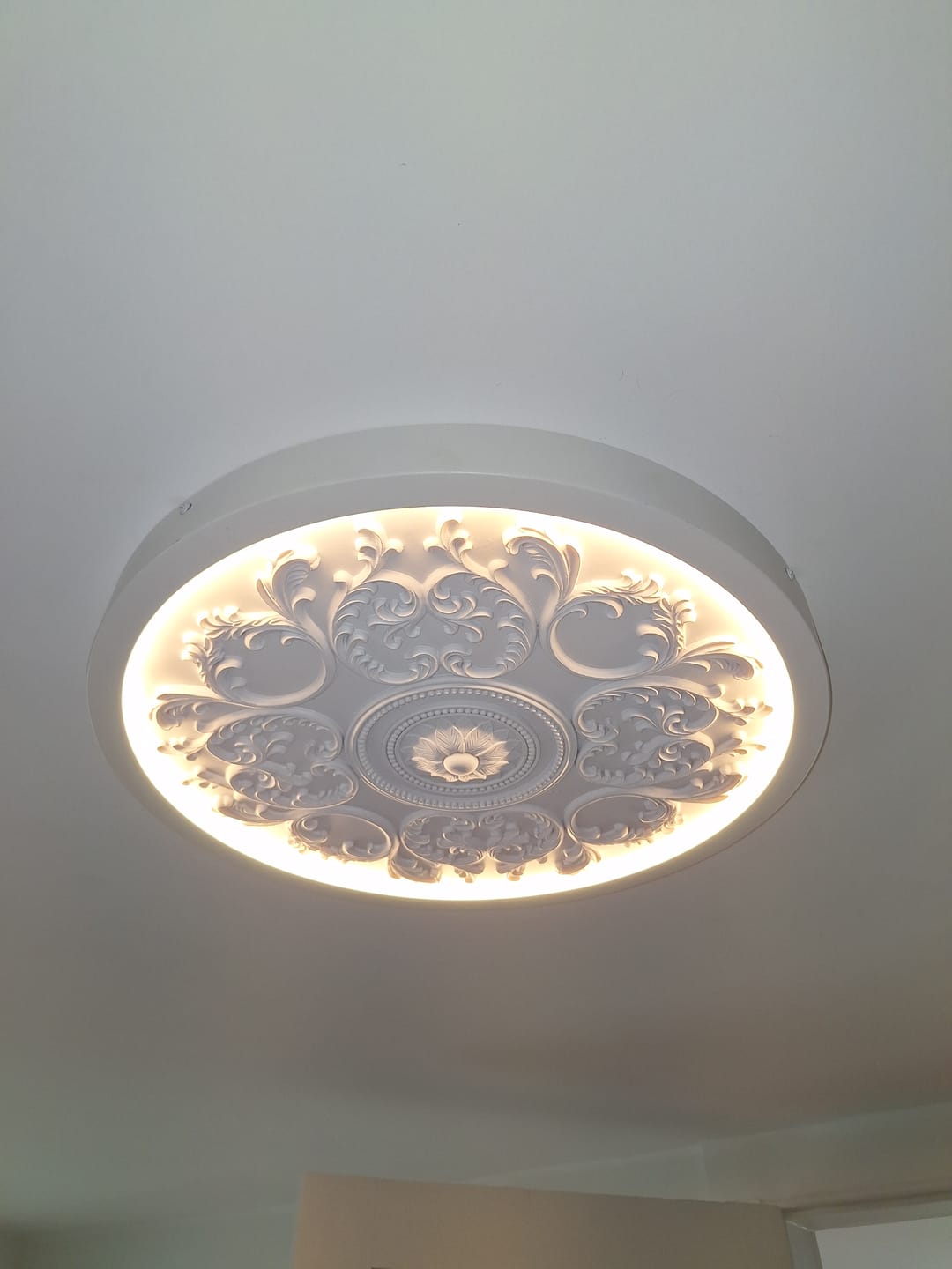 Customer photo review of Decorative French White Medallion LED Flush Mount Light