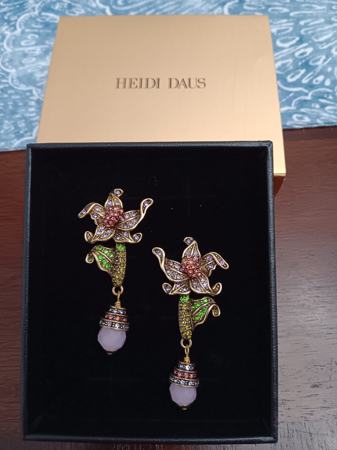 Customer photo review of HEIDI DAUS®"My Iris Garden" Beaded Crystal Floral Earring