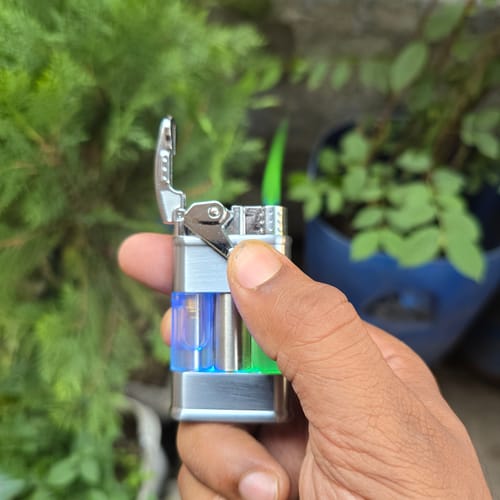 Customer photo review of ALA FLAME Neon Glow Green Flame Lighter
