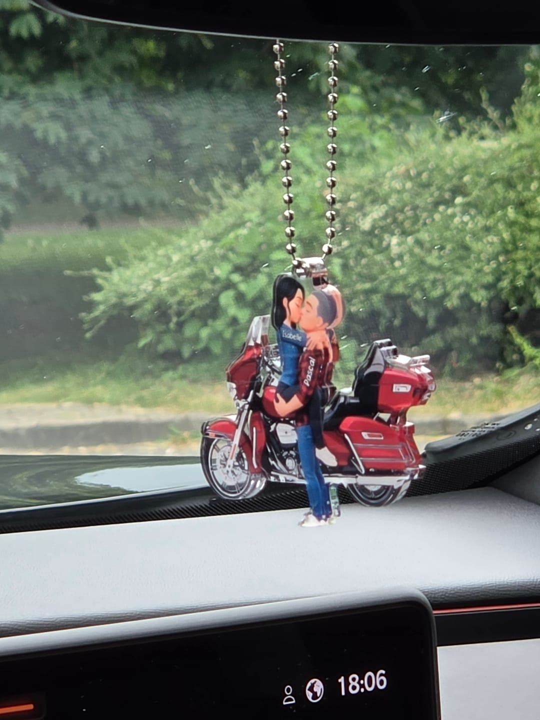 Customer photo review of Kissing Hugging Doll Motorcycle Couple - Personalized Car Ornament
