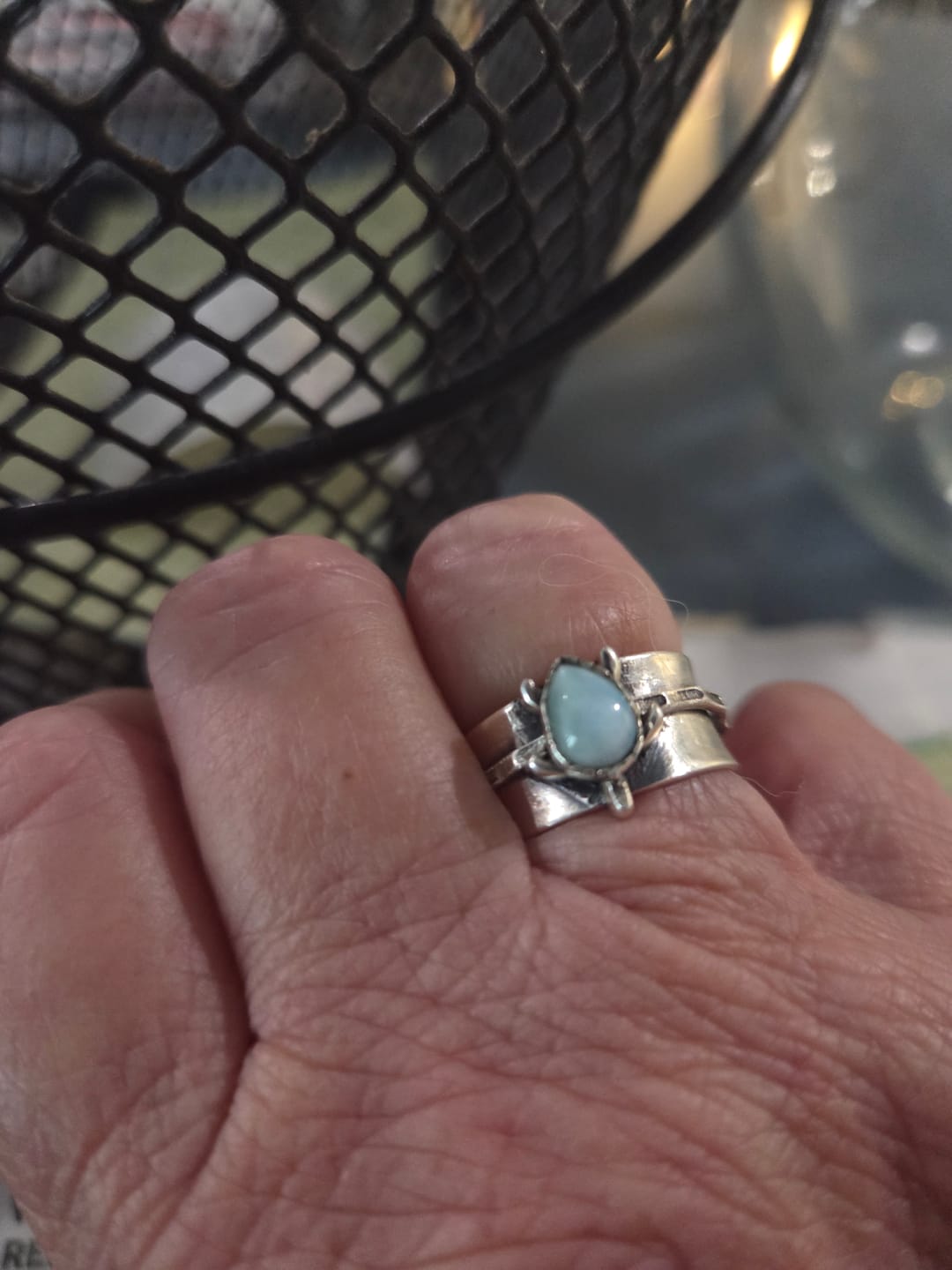 Customer photo review of Turtle Larimar Fidget Ring