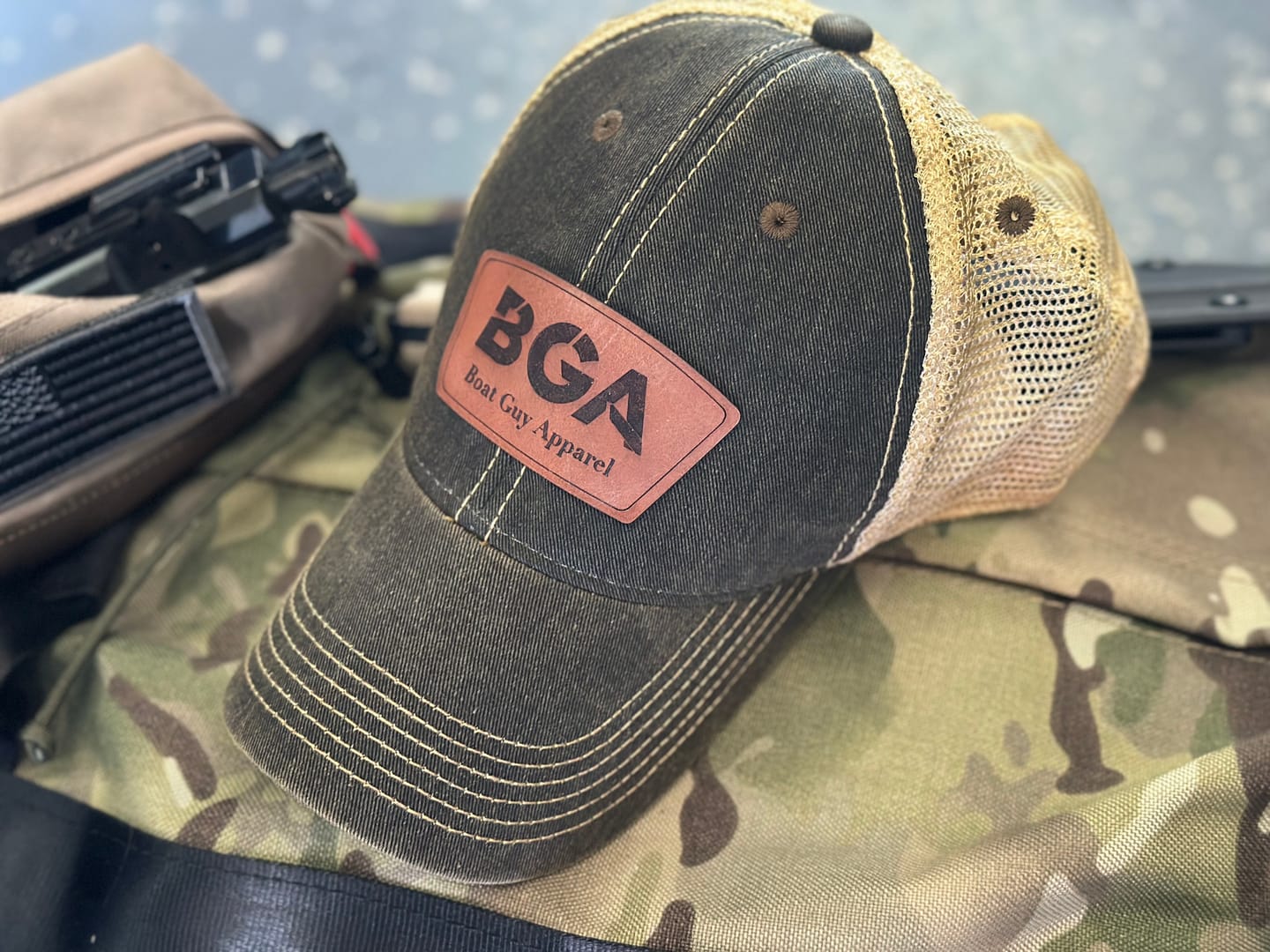 Customer photo review of Custom Leather Patch Trucker Hat - Legacy