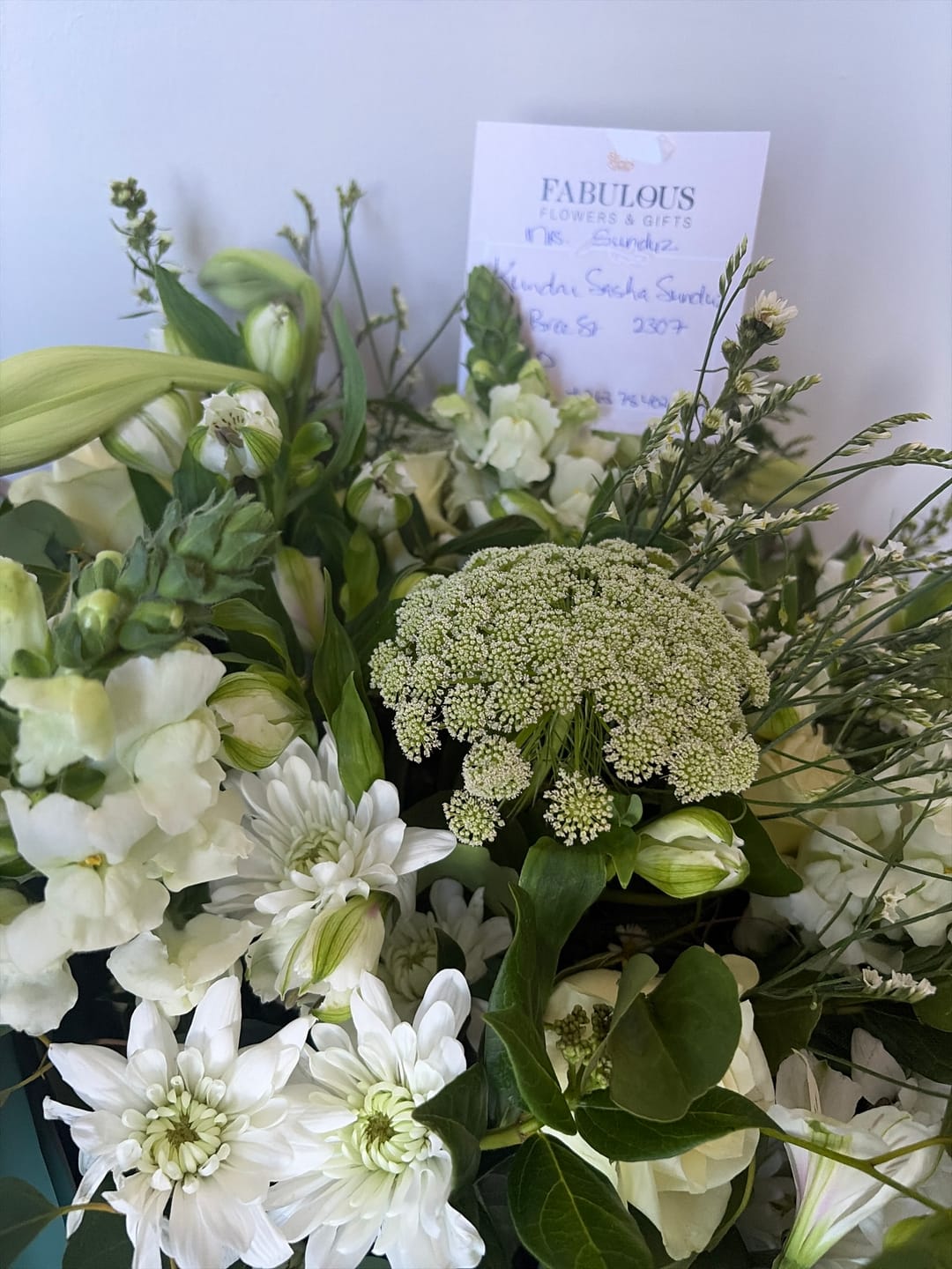 Customer photo review of Elegant White Bouquet