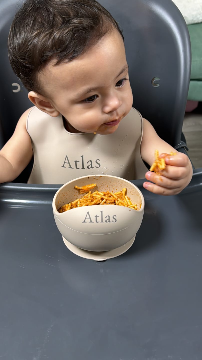Customer photo review of Noah + Nori™ Personalized Baby Feeding Set
