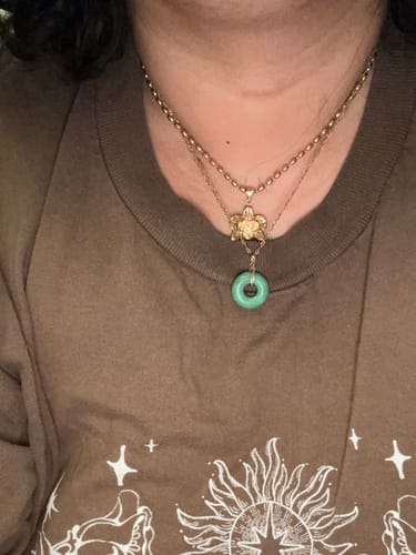 Customer photo review of Jade Coin Necklace