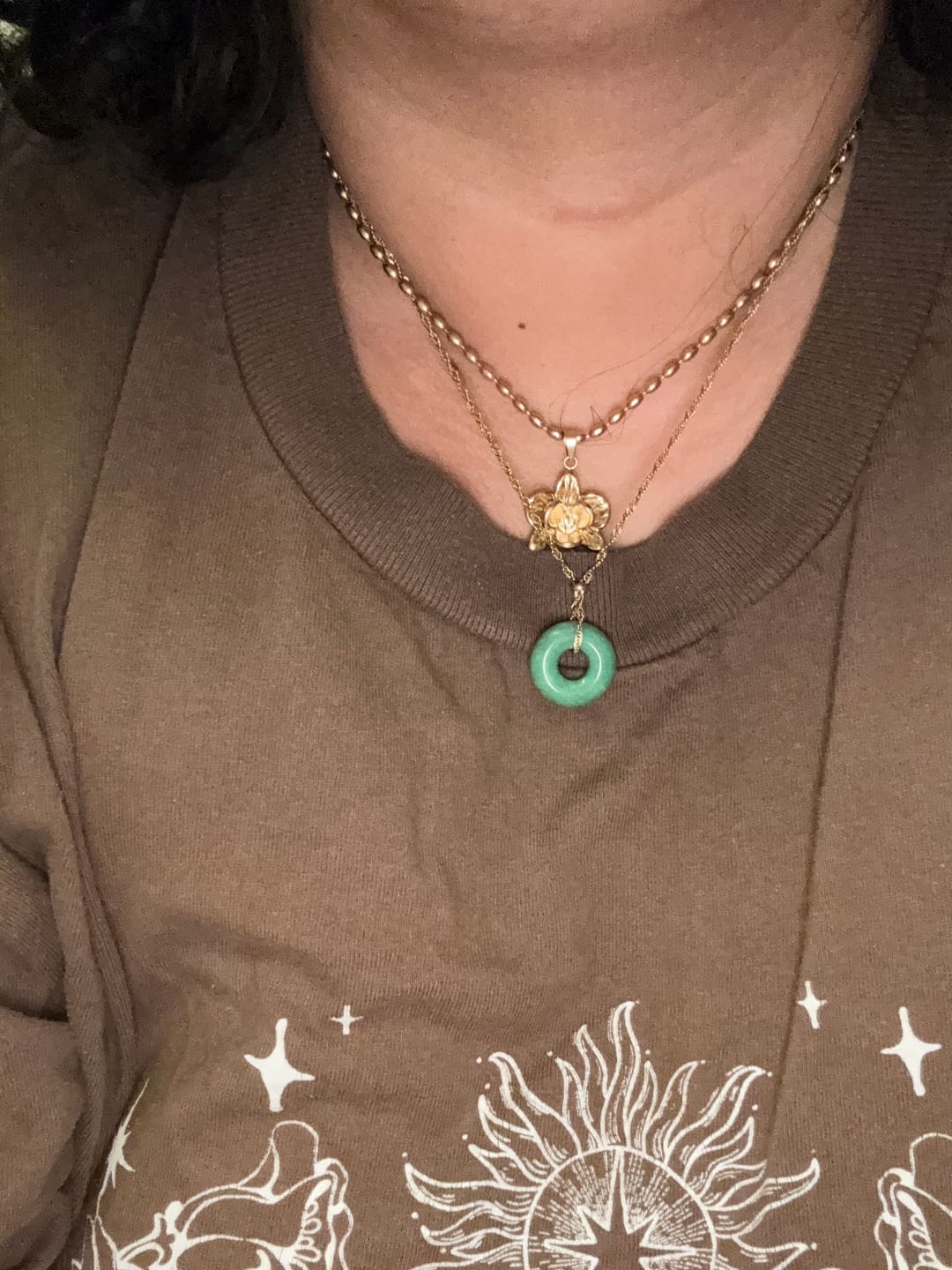 Customer photo review of Jade Coin Necklace