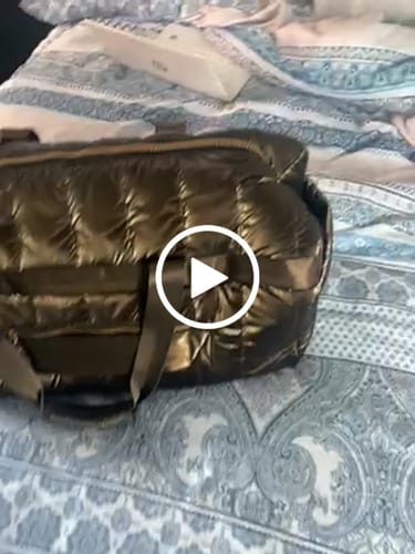 Customer video review of Joan & David 22" Metallic Puffer Tubular Quilted Nylon Travel Weekender Duffel