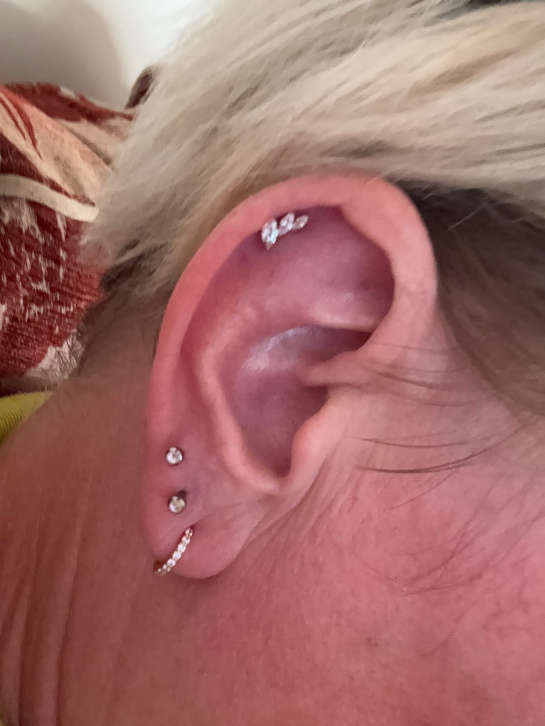 Customer photo review of Winged Crystal Flatback Stud Gold