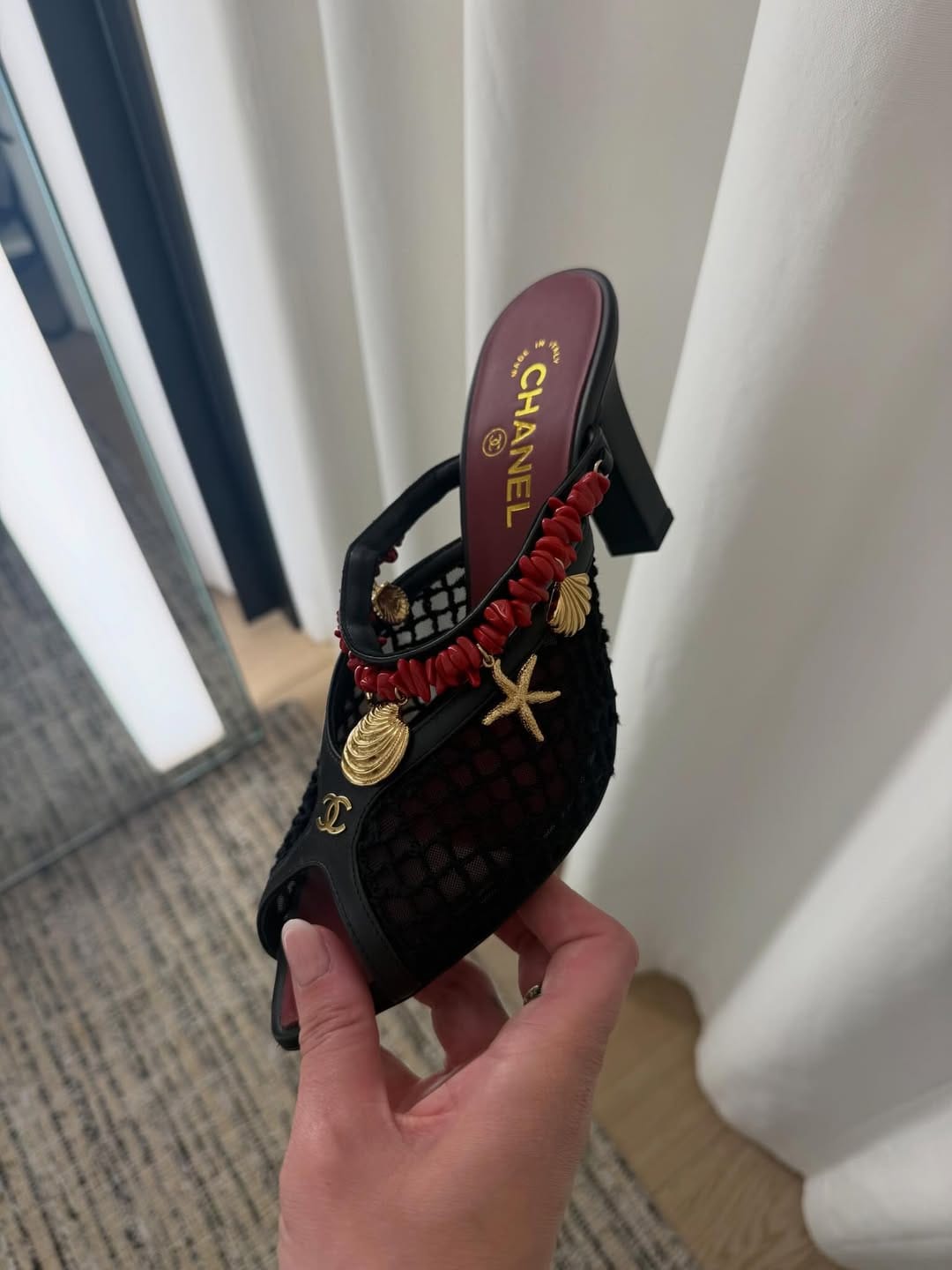 Customer photo review of Chanel 2026 Open-toe Mule 75mm Mesh Sheepskin 808075