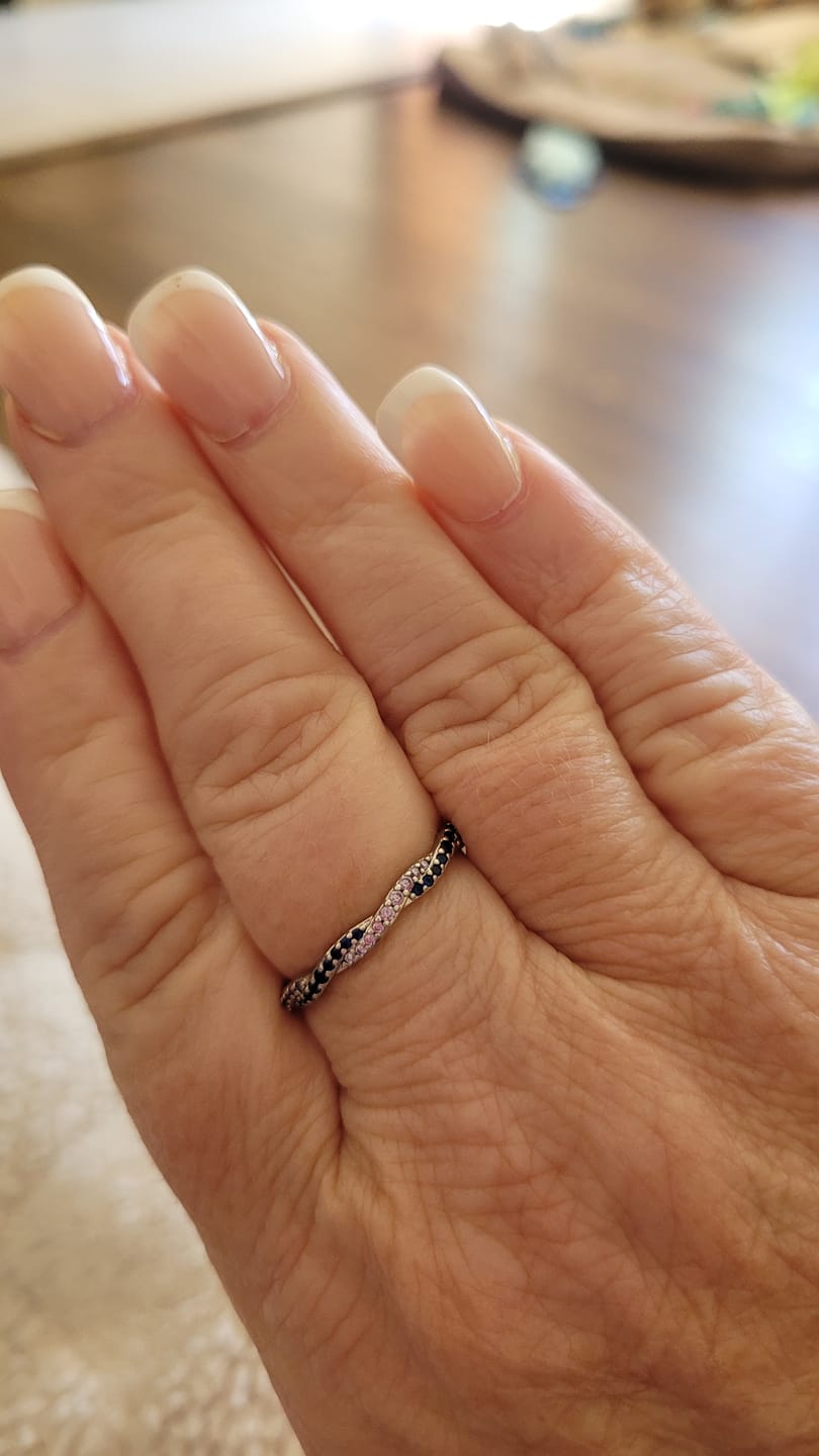 Customer photo review of Custom Wavy Birthstone Promise Ring