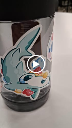 Customer video review of Clown Shark Stickers