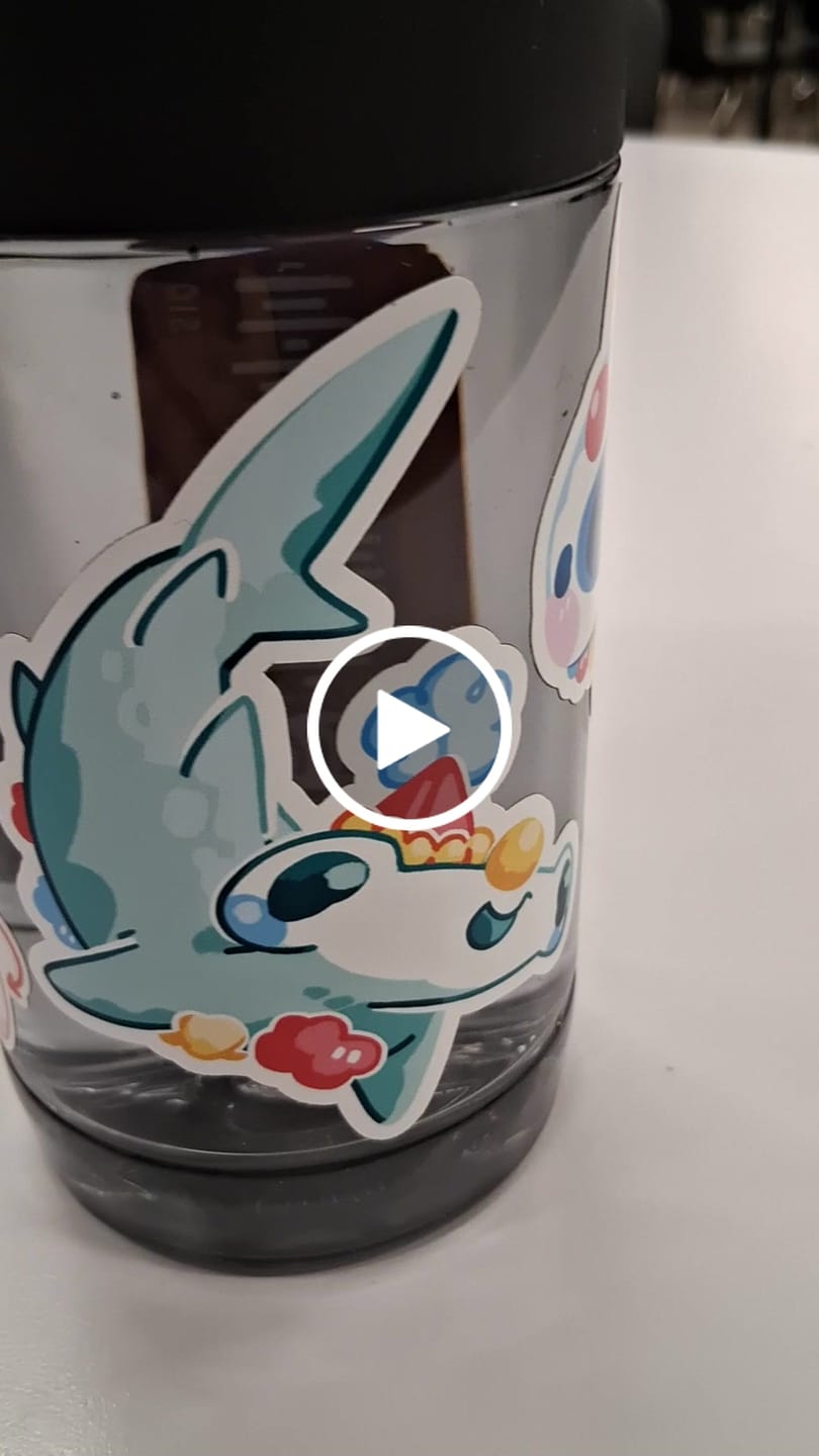 Customer video review of Clown Shark Stickers