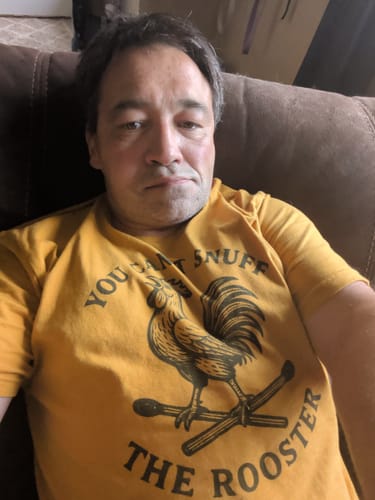 Customer photo review of Can't Snuff the Rooster T-Shirt