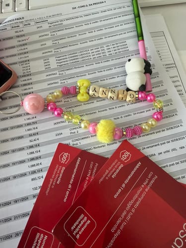 Customer photo review of Portachiavi Corto di perle fatto a mano 💝 Rosa
