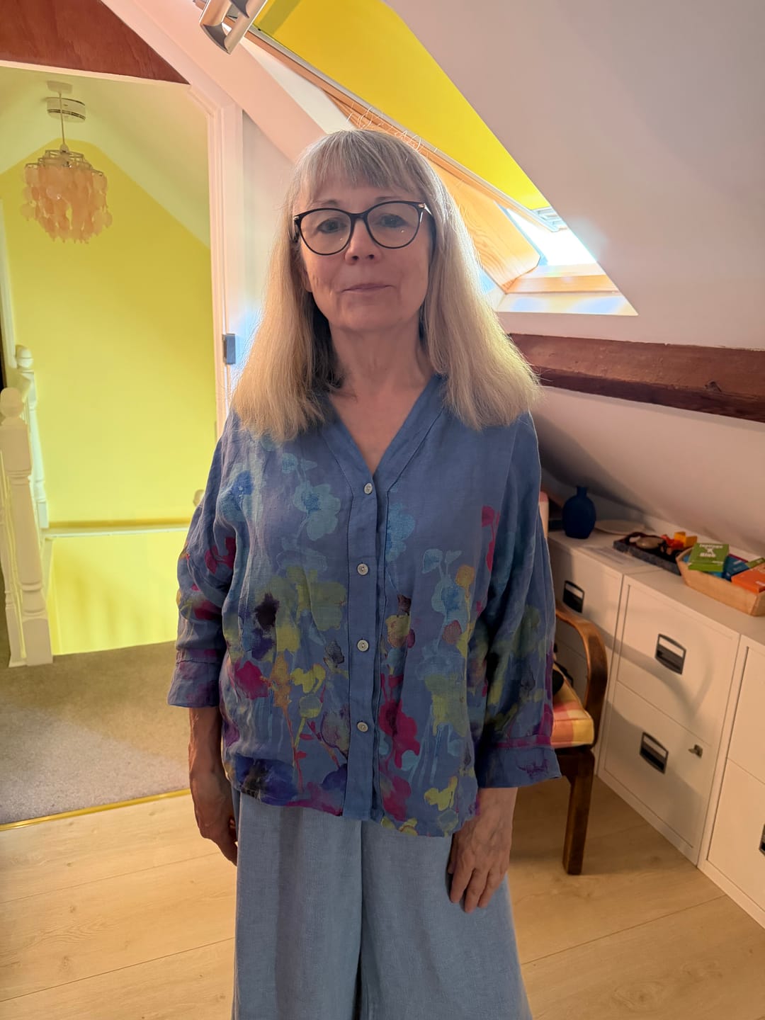 Customer photo review of Claudia Painted Linen Shirt