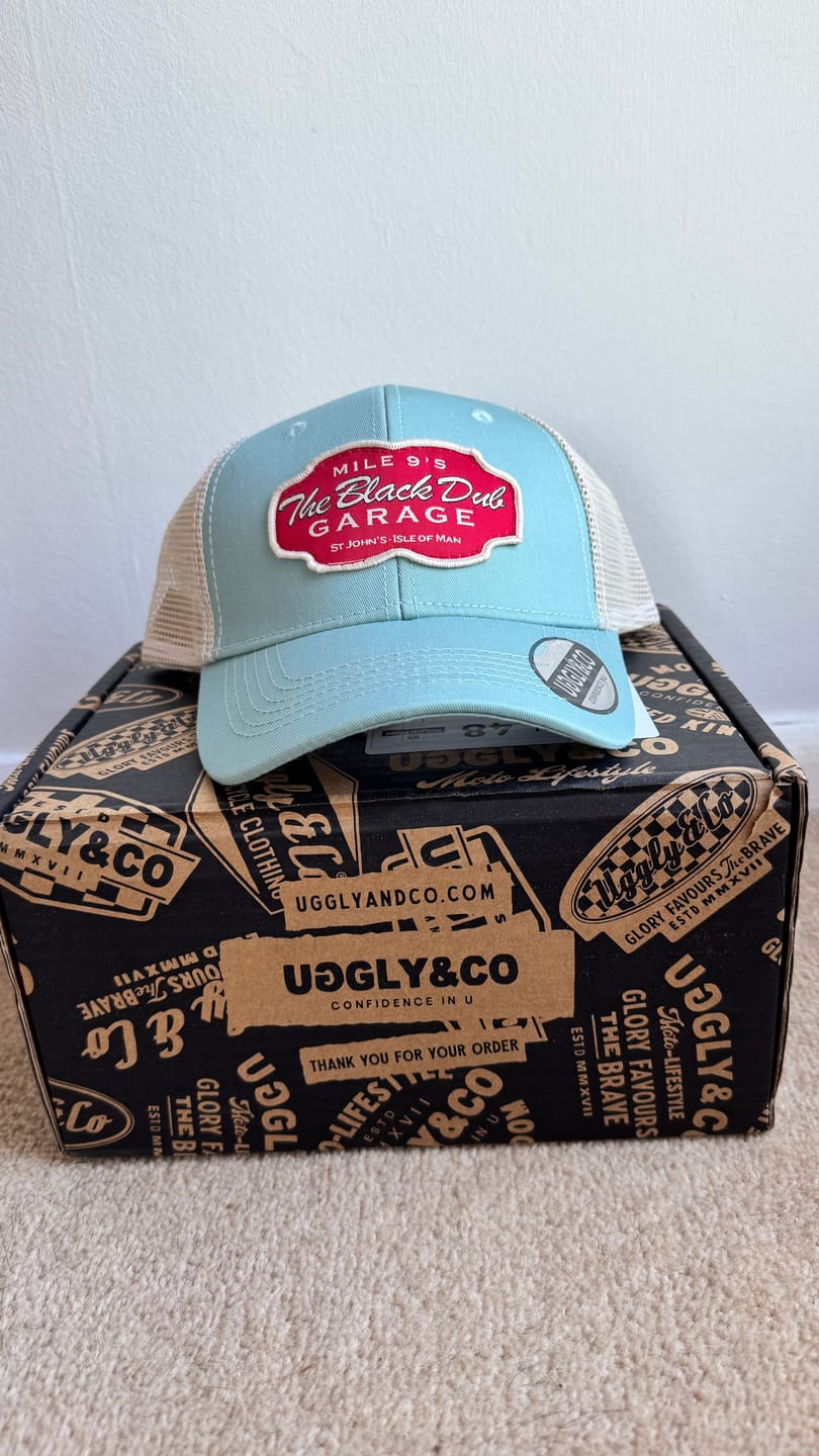 Customer photo review of Black Dub Garage Trucker Hat - Peppermint