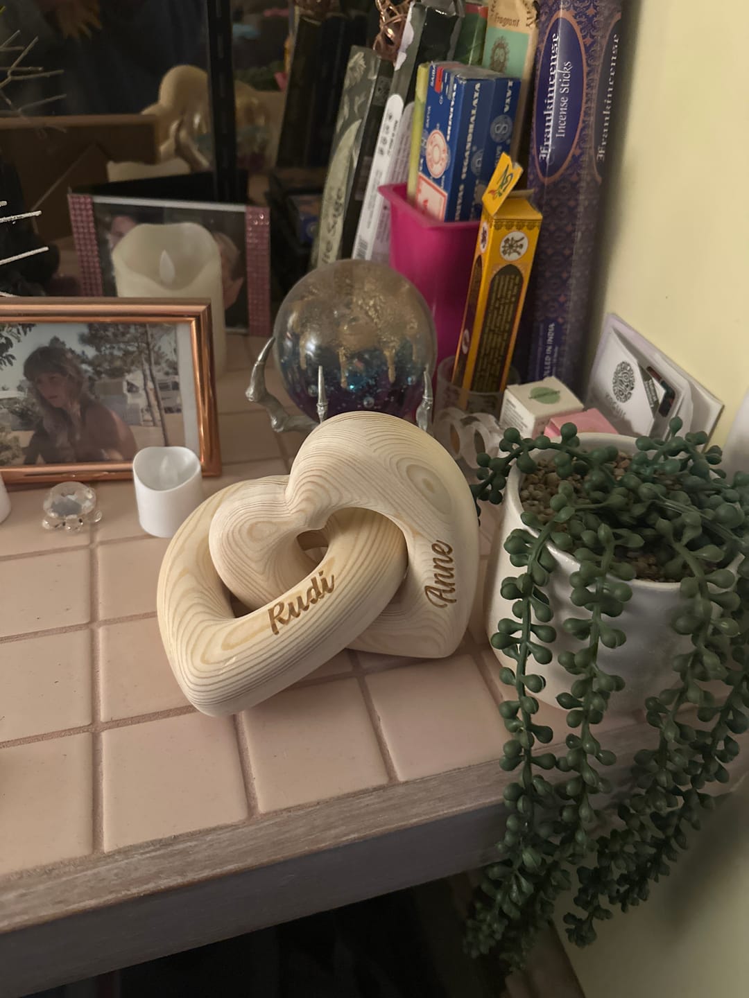 Customer photo review of Romantic Couple - Personalized Infinity Heart Sculpture